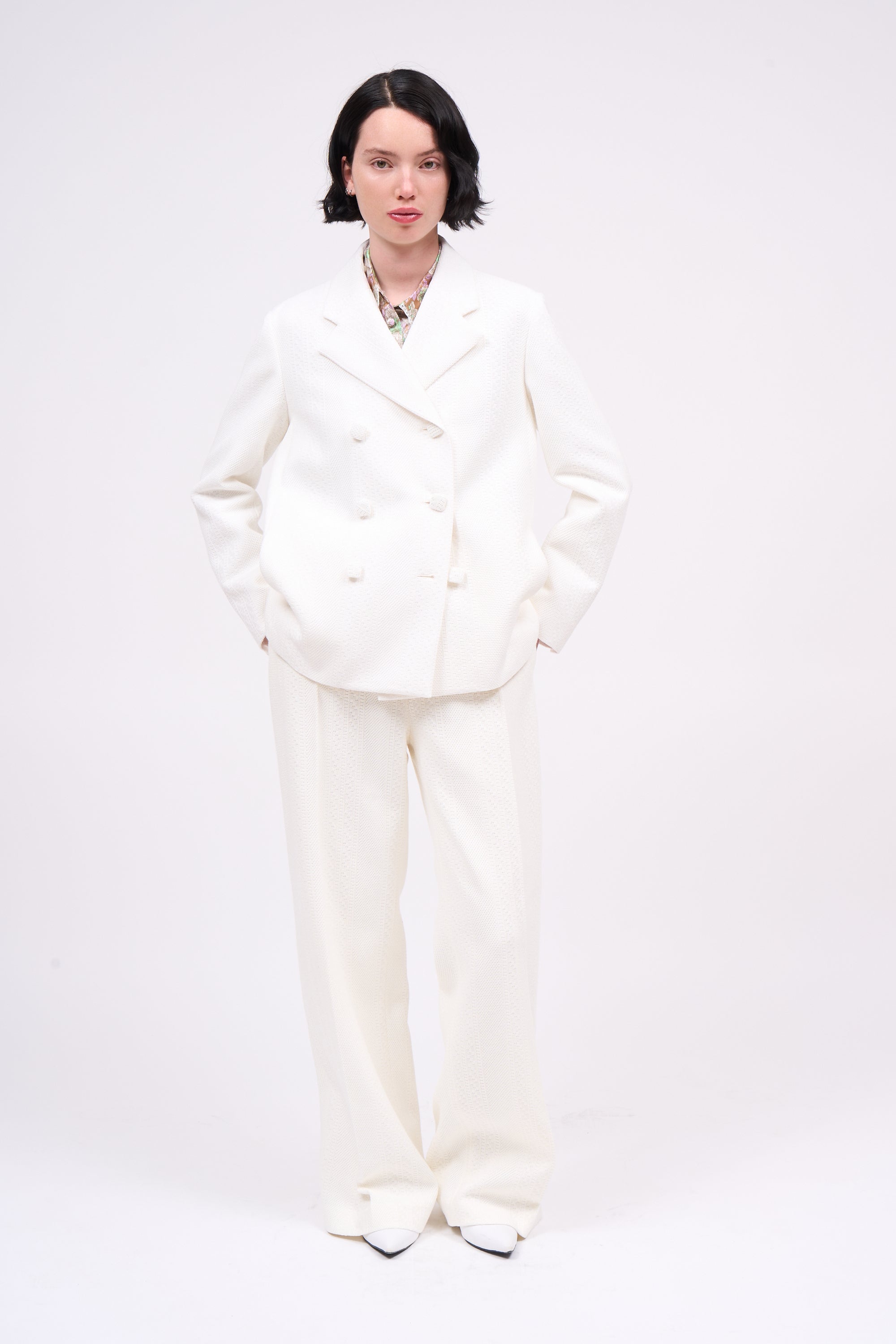 Paul & Joe Borghese veste tailleur coton blanc longue
