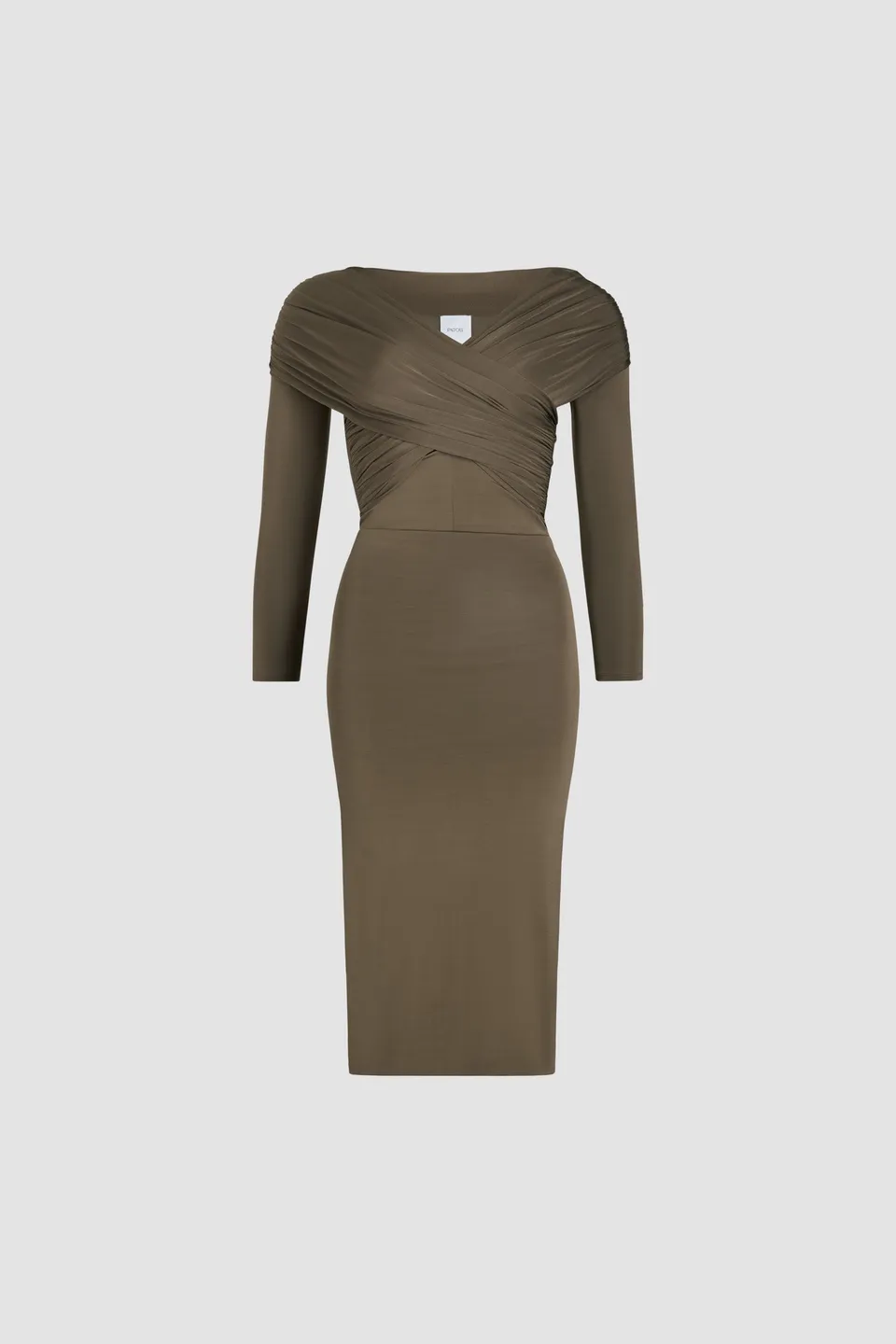 Patou P25JE1459973809B Robe jersey mocha cache-cœur ajustée