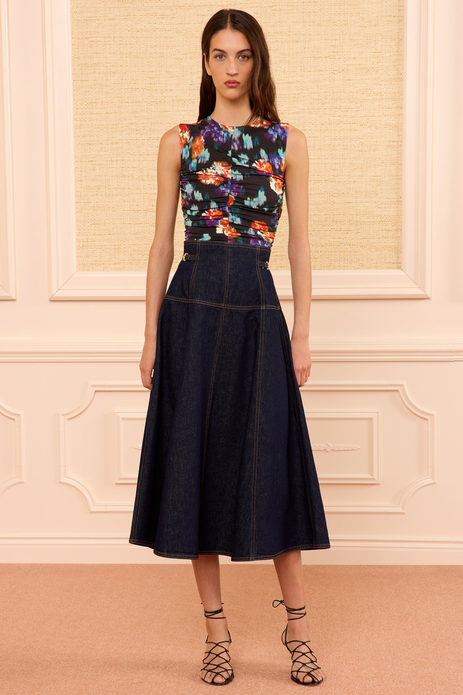 Ulla Johnson Denim Brigette Jupe midi Tigris coton