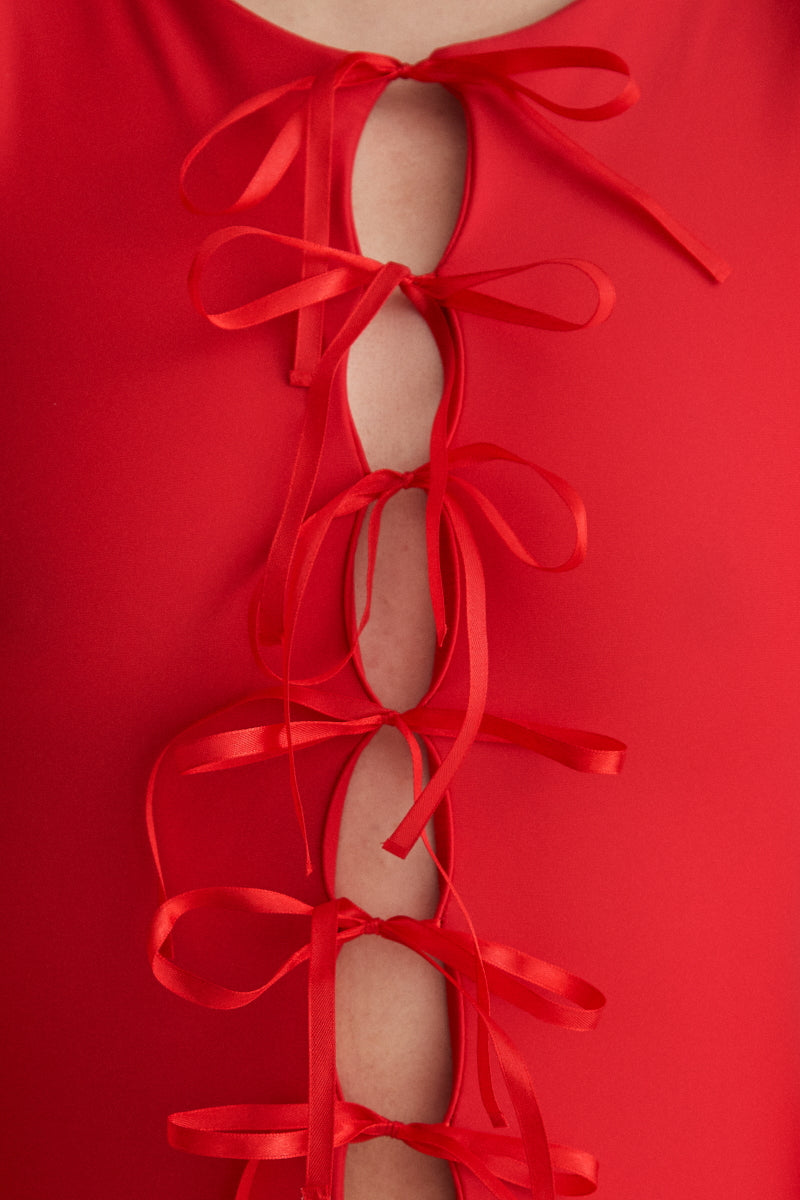 ATU Bowknotted Catsuit combinaison rouge S nœuds