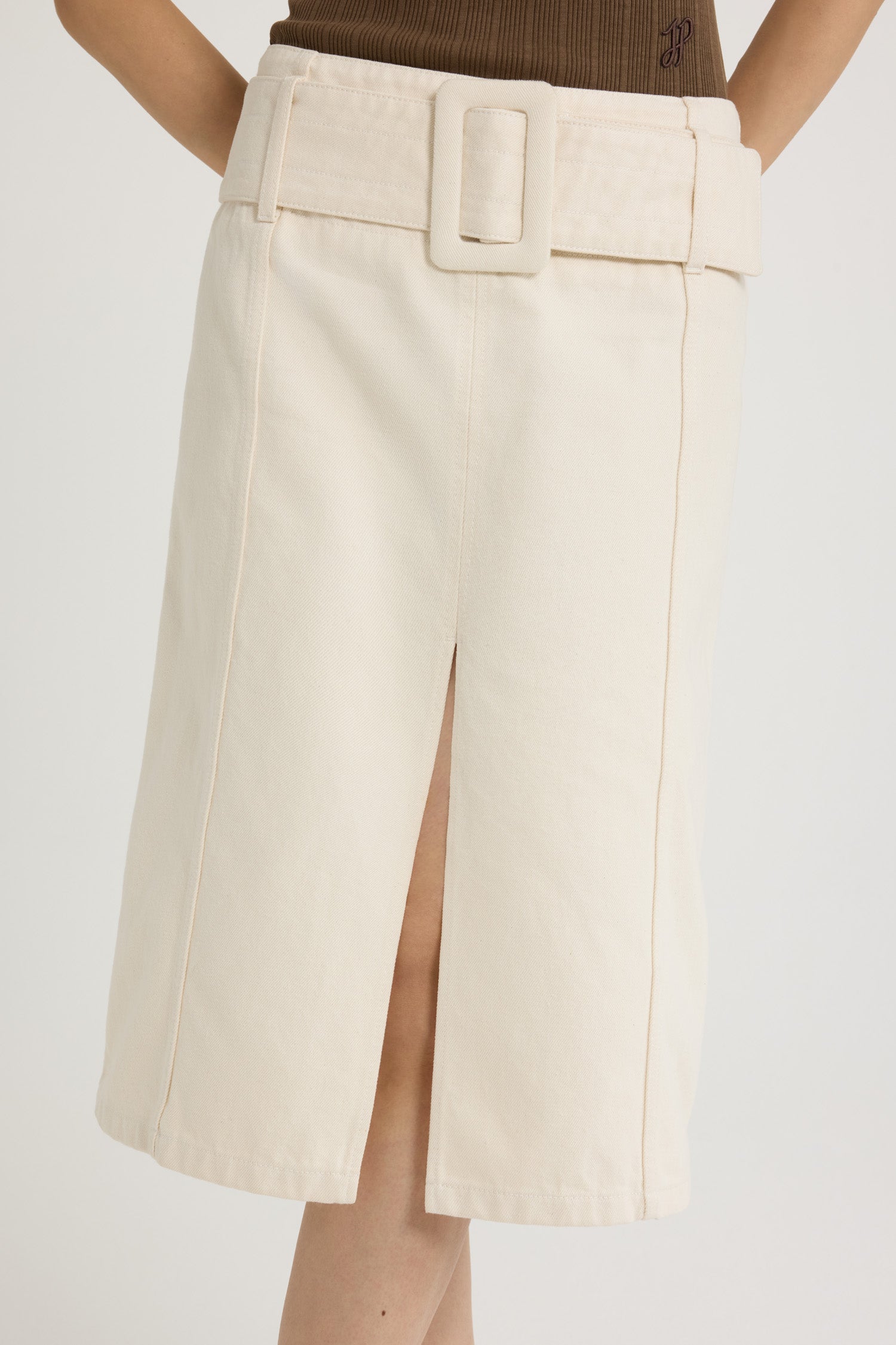 Patou Denim P25SK0770178008N jupe midi écru à ceinture