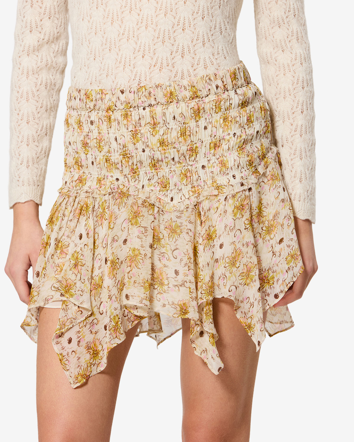 Isabel Marant Fiala JU0541FA jupe jaune-écru mousseline