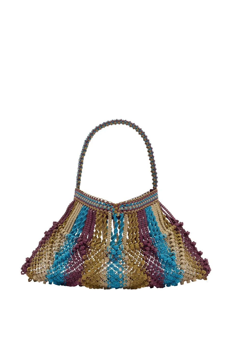 Alemais Leather Maxi Crescent Tote sac cuir rayé macramé