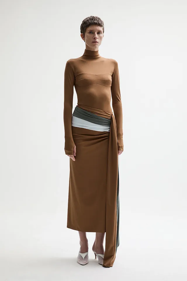 ATU Body Couture Starling jupe midi camel jersey S
