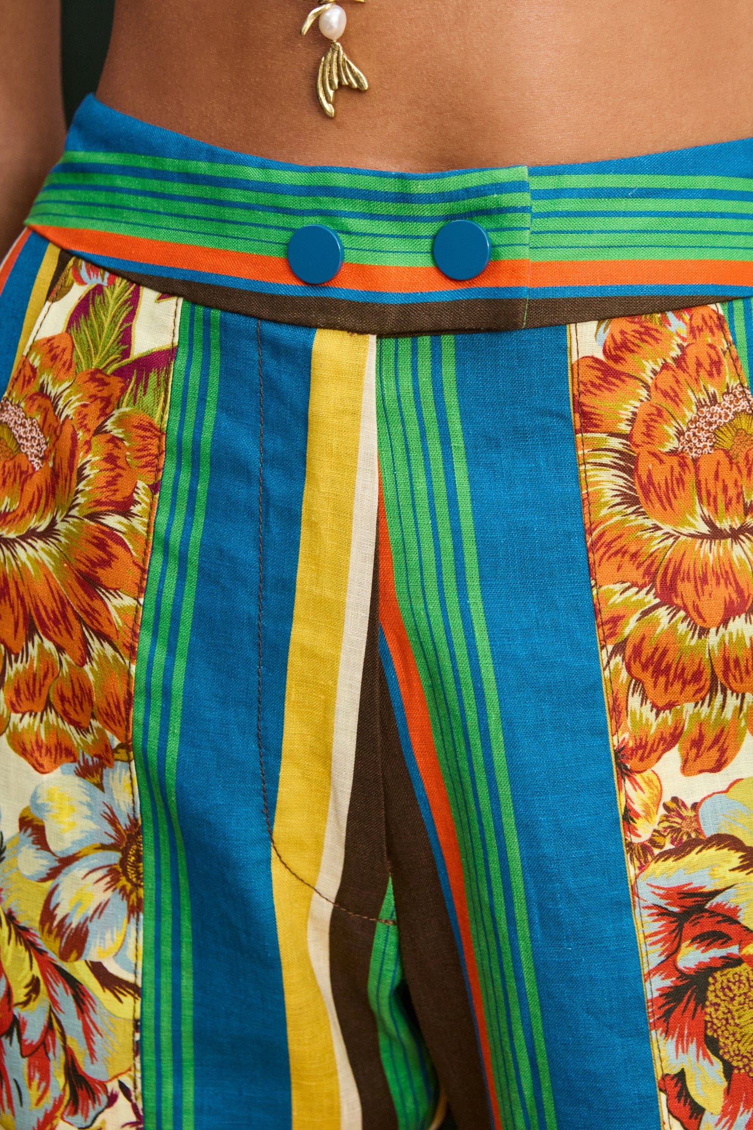 Alemäis Charlie Pant pantalon lin imprimé patchwork floral