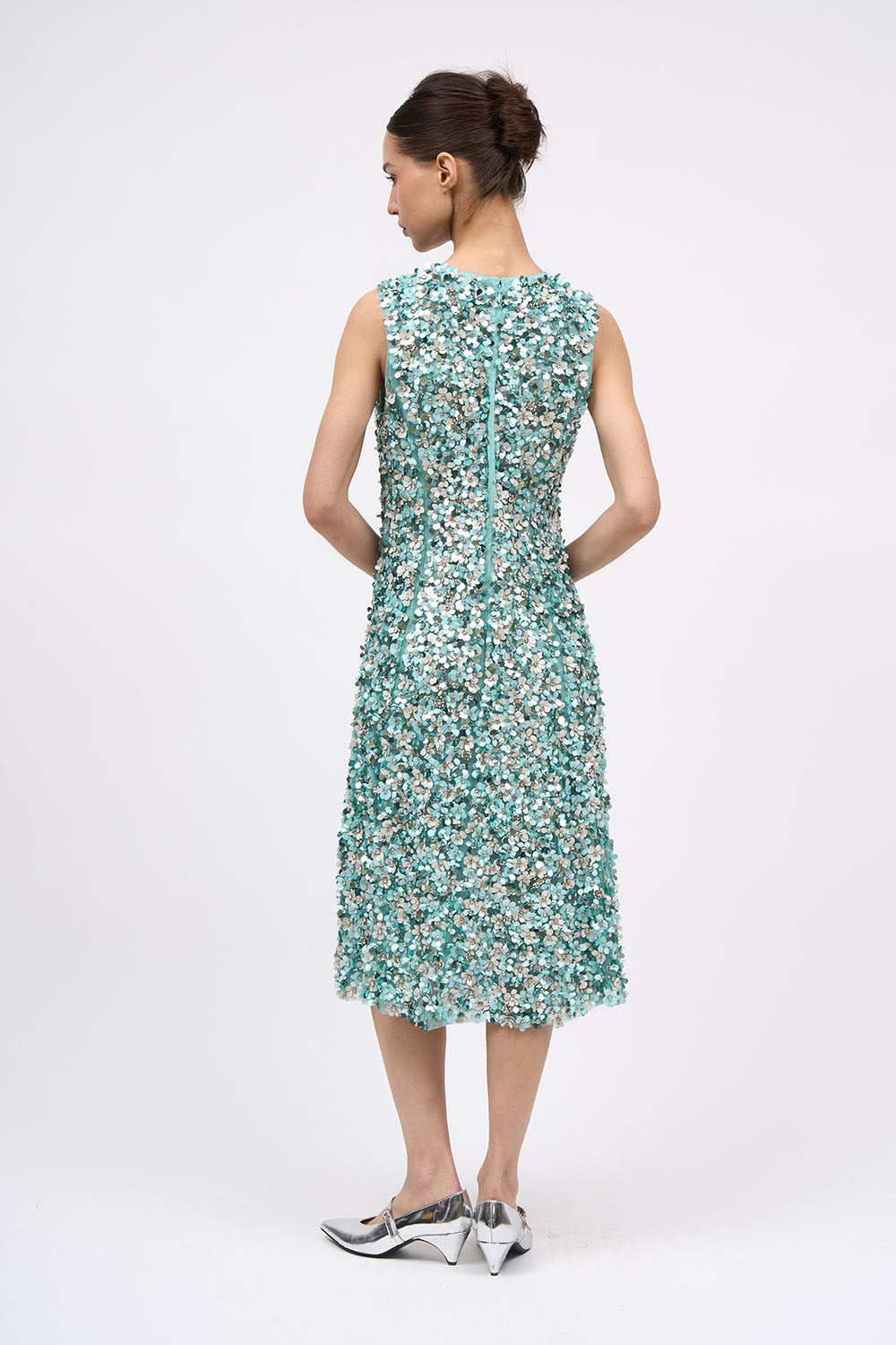 Paul & Joe Ondyne robe mesh vert d'eau brodée main