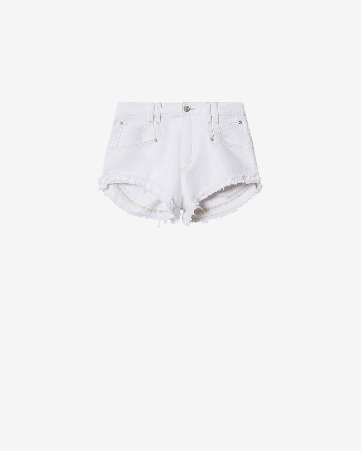 Isabel Marant Eneidala short denim blanc frangé