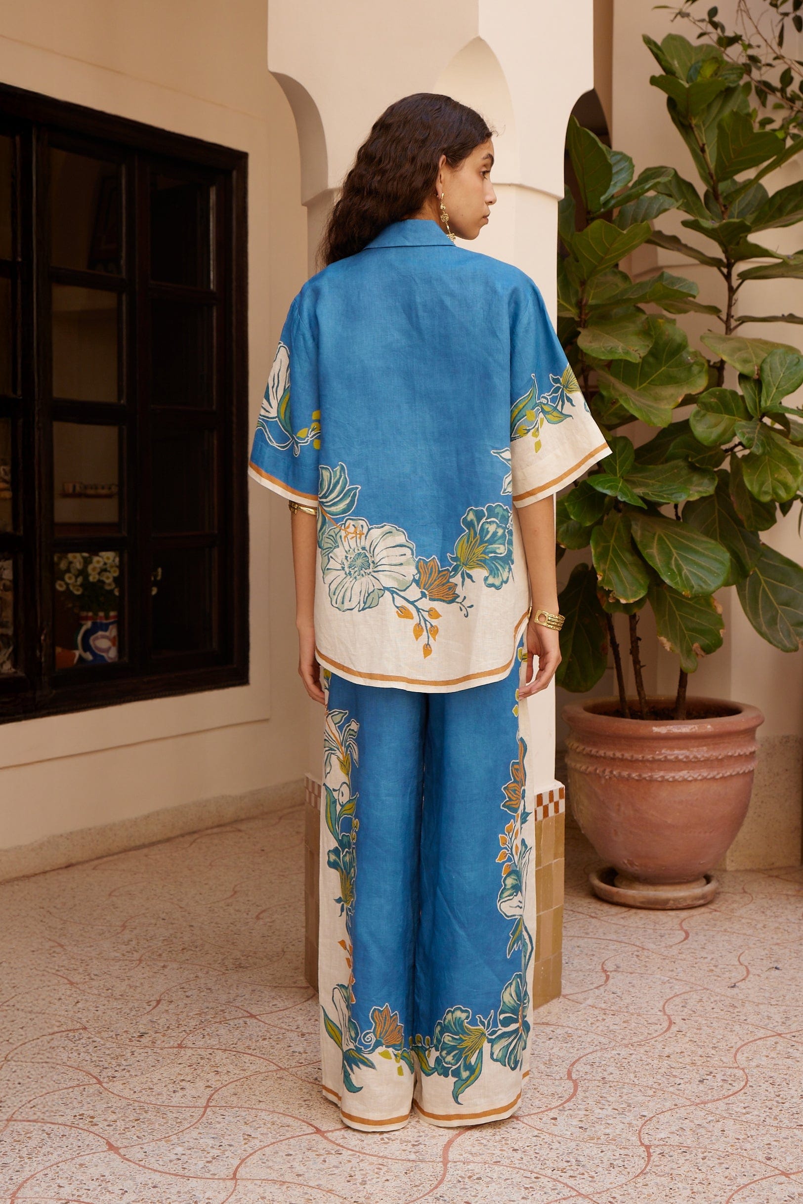 Alemais Luda chemise lin manches courtes fleurs