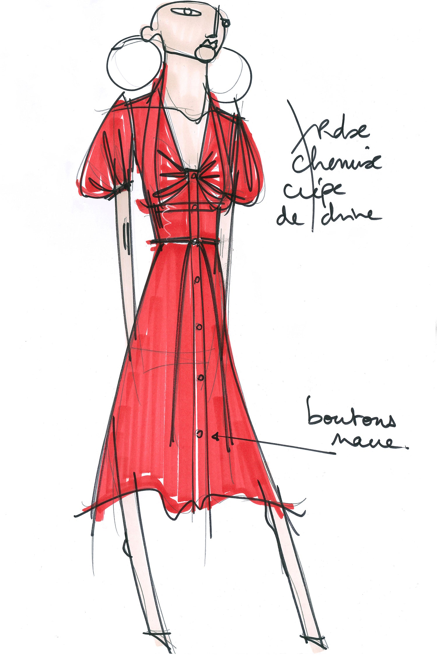 Patou DR035 robe chemise soie Noire 40 midi