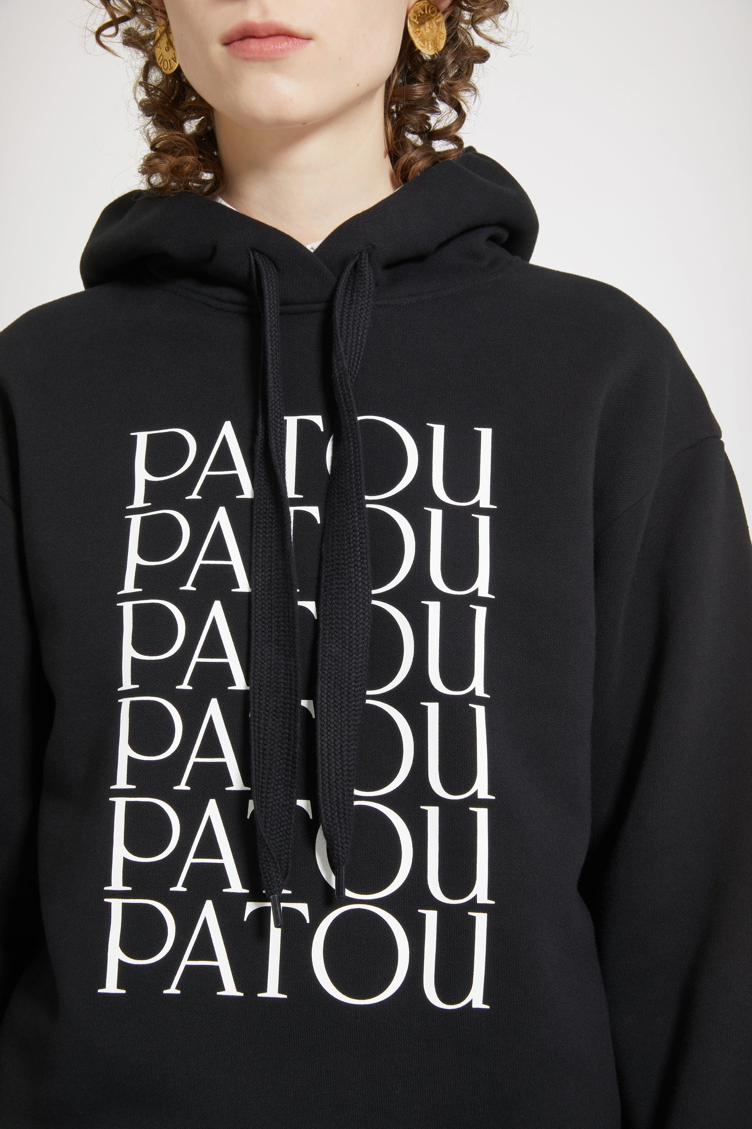 Patou H23JE0939995999B sweat à capuche noir coton bio