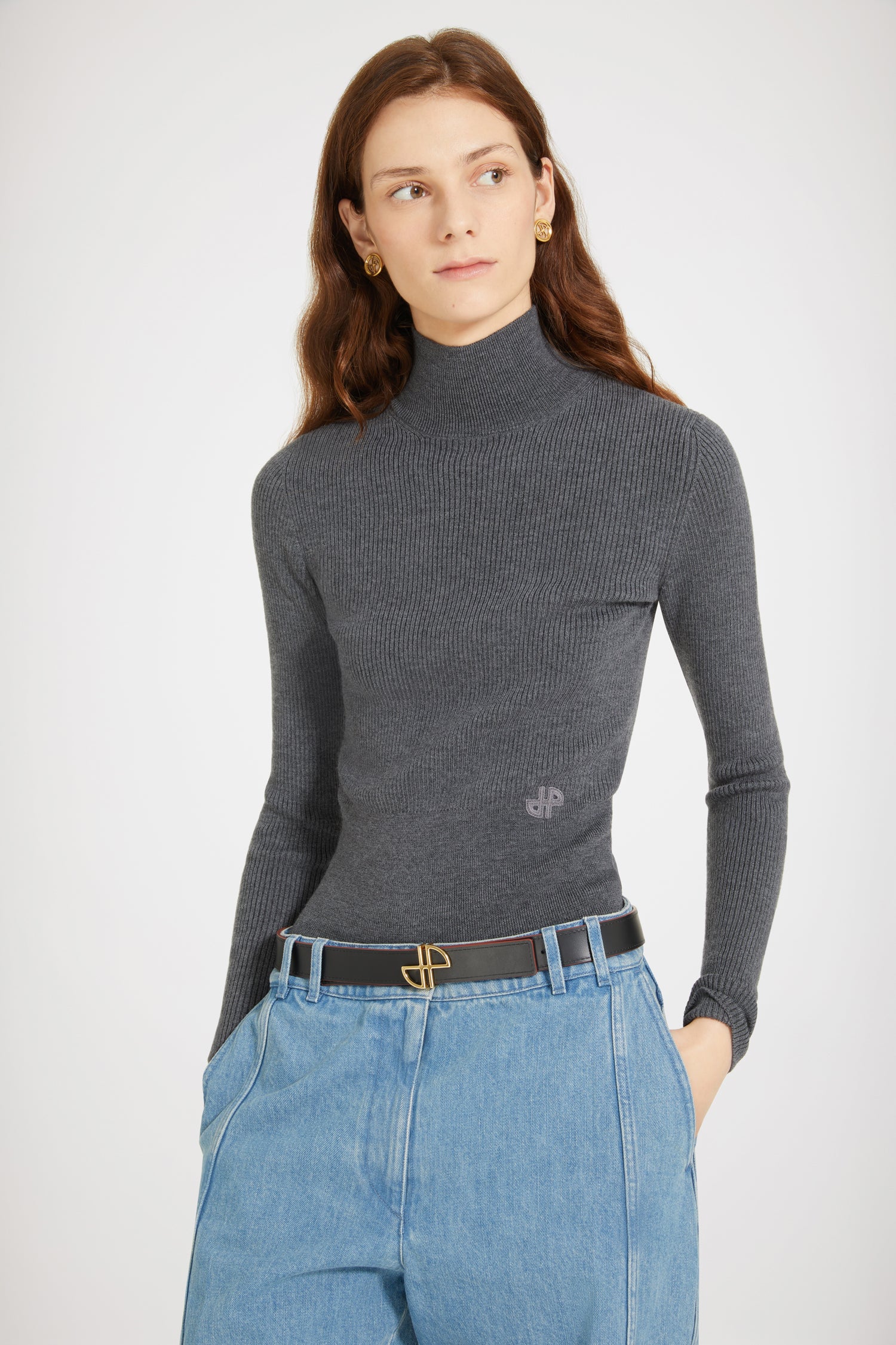 Patou Knitwear KN0588040963A pull col montant graphite