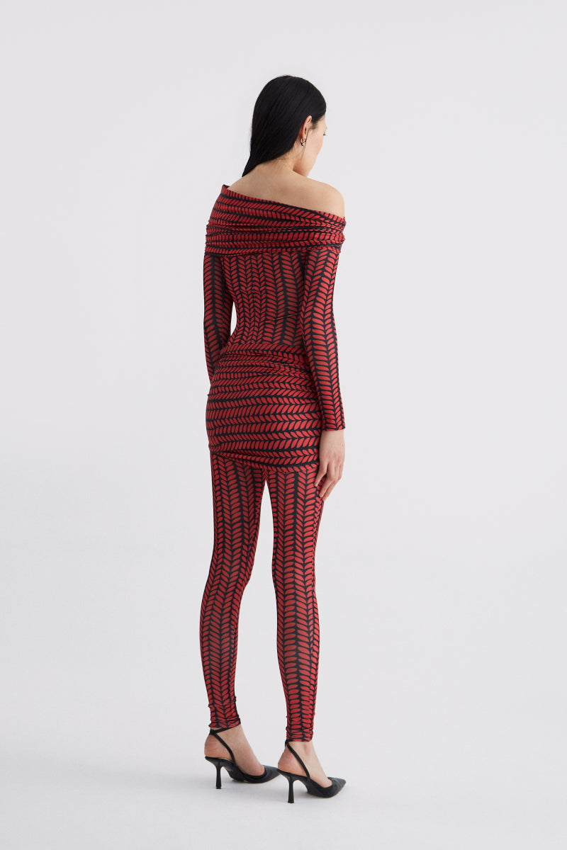 ATU Body Couture catsuit imprimé tressé noir rouge S
