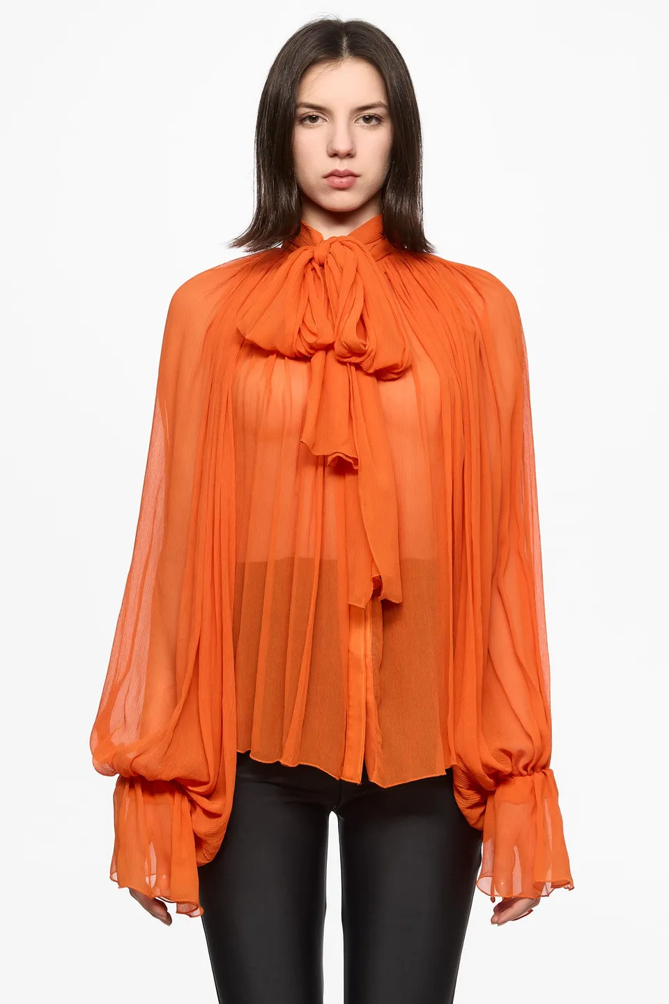 ATU Body Couture chemisier soie orange foulard chiffon