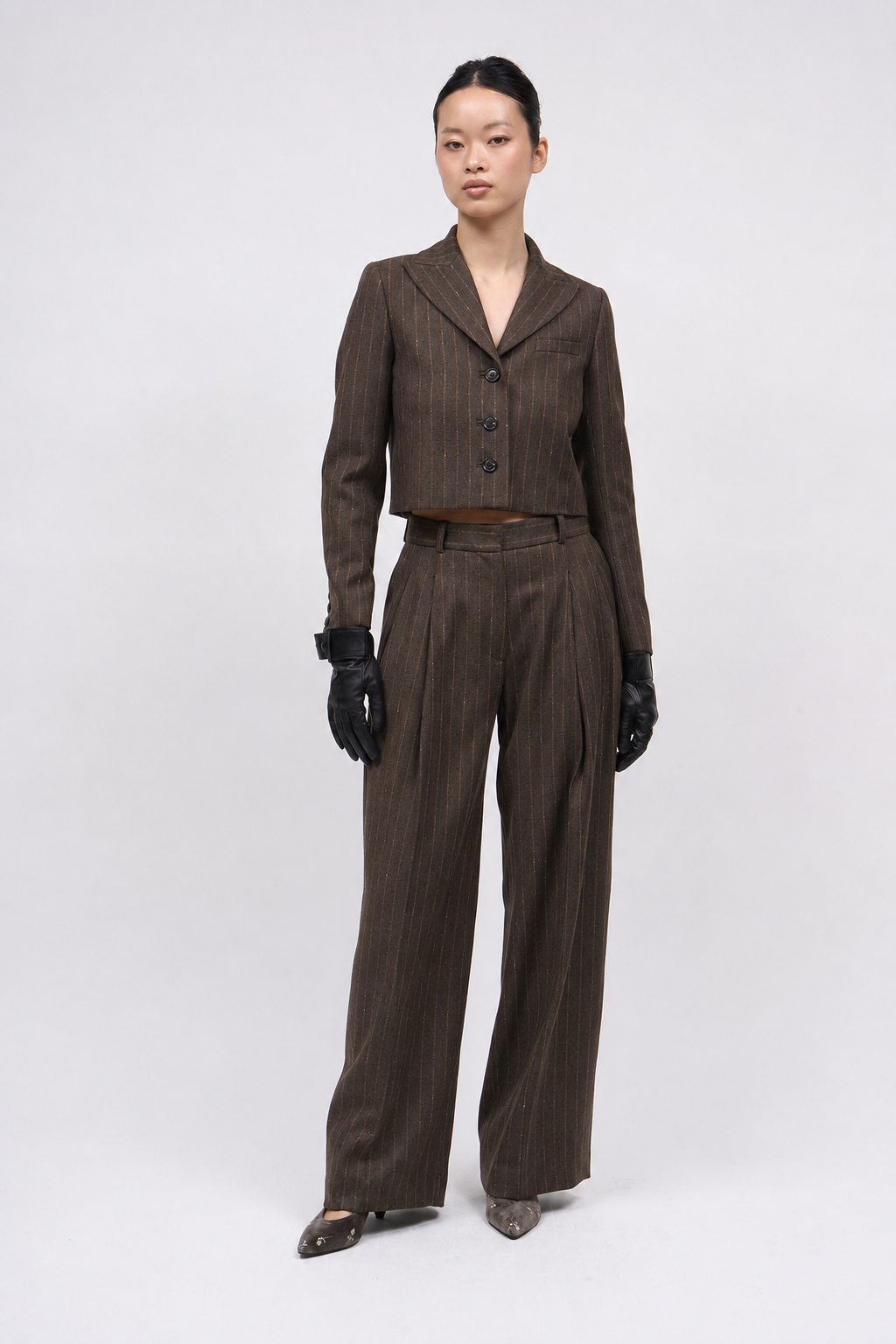 Paul & Joe Elfe pantalon large twill laine rayé à plis doublé