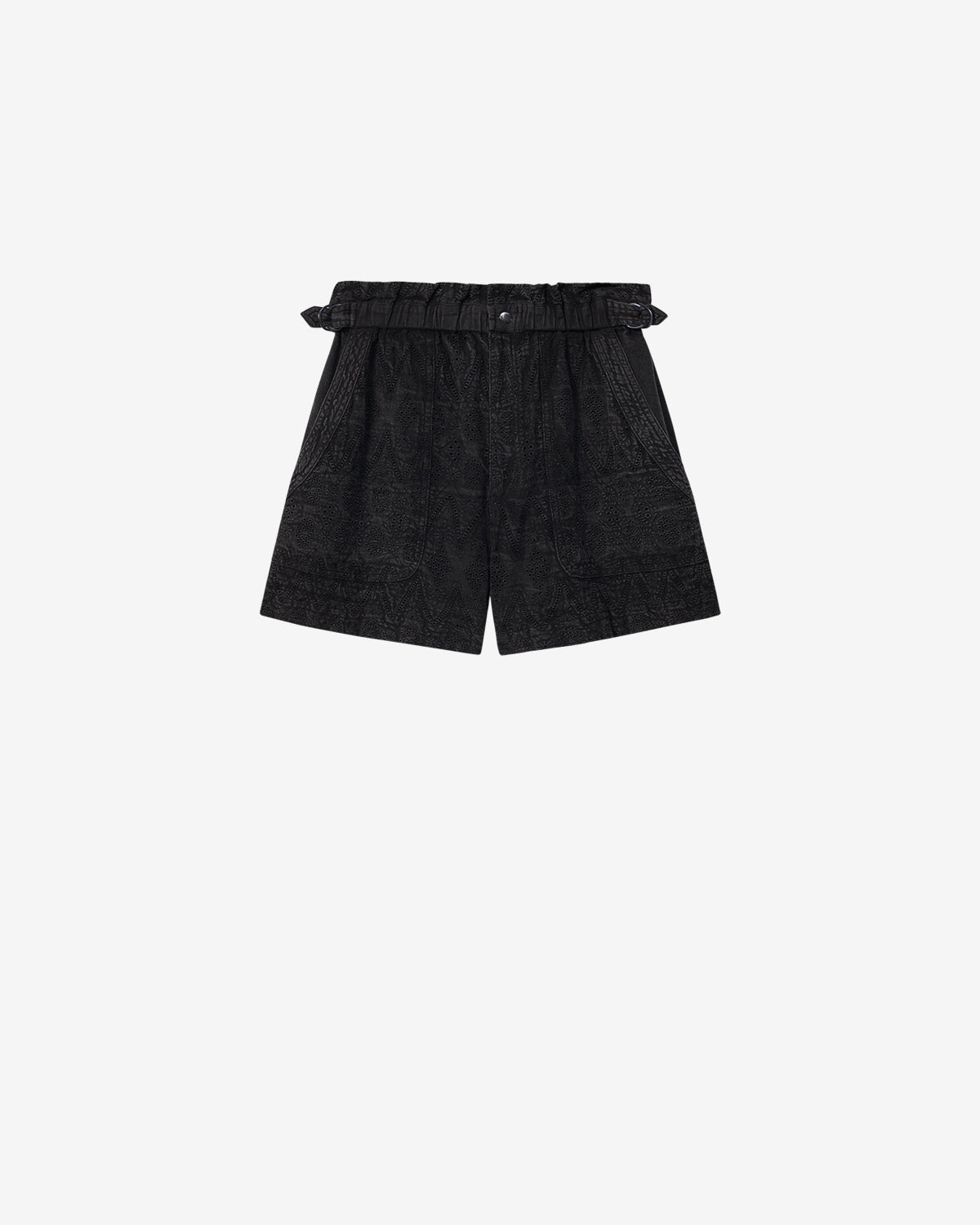 Isabel Marant Kisha short coton noir délavé broderie