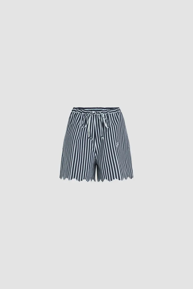 Patou TR046 short popeline coton bio rayures marine 38