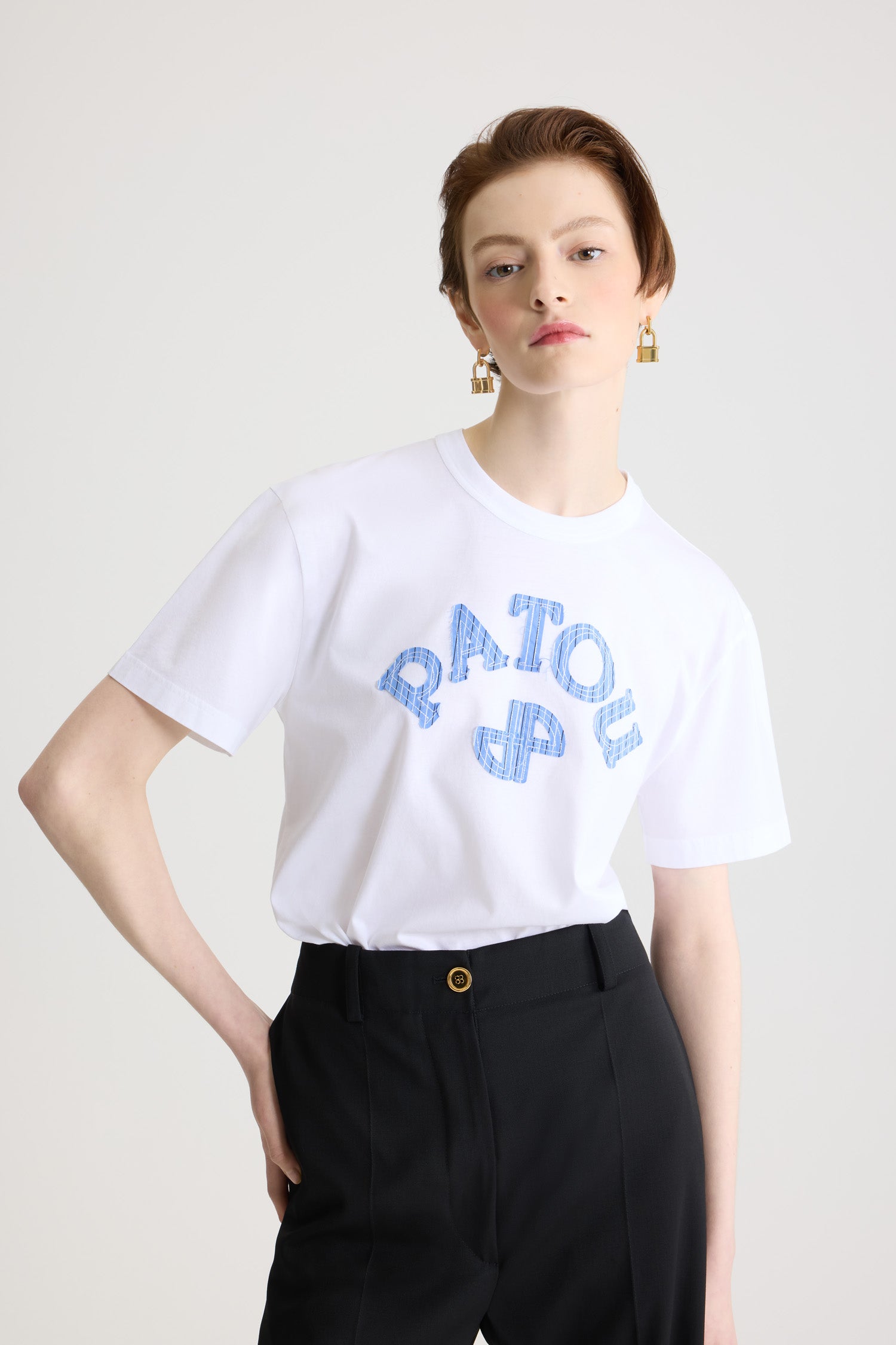 Patou T-shirt JE201 Coton Bio Blanc Logo XS-XL