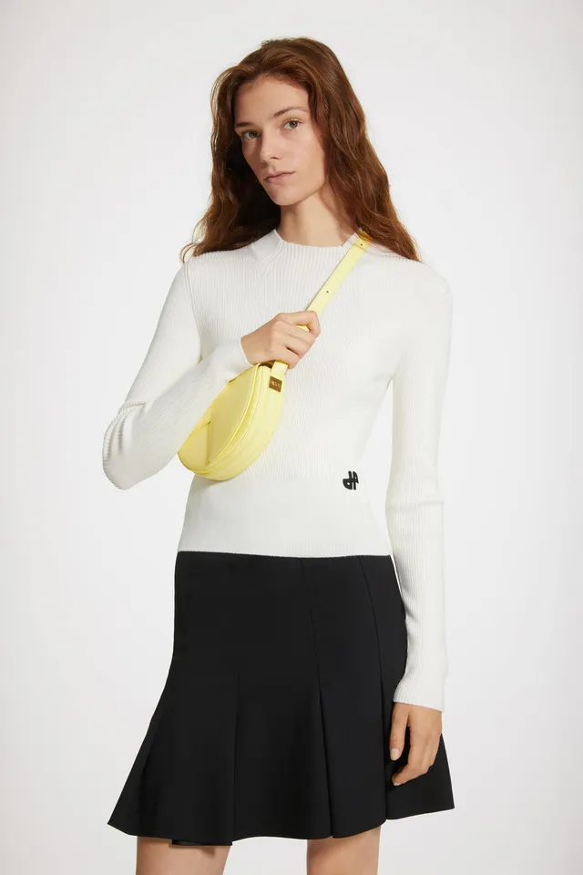 Patou KN128 pull côtelé laine merinos blanc