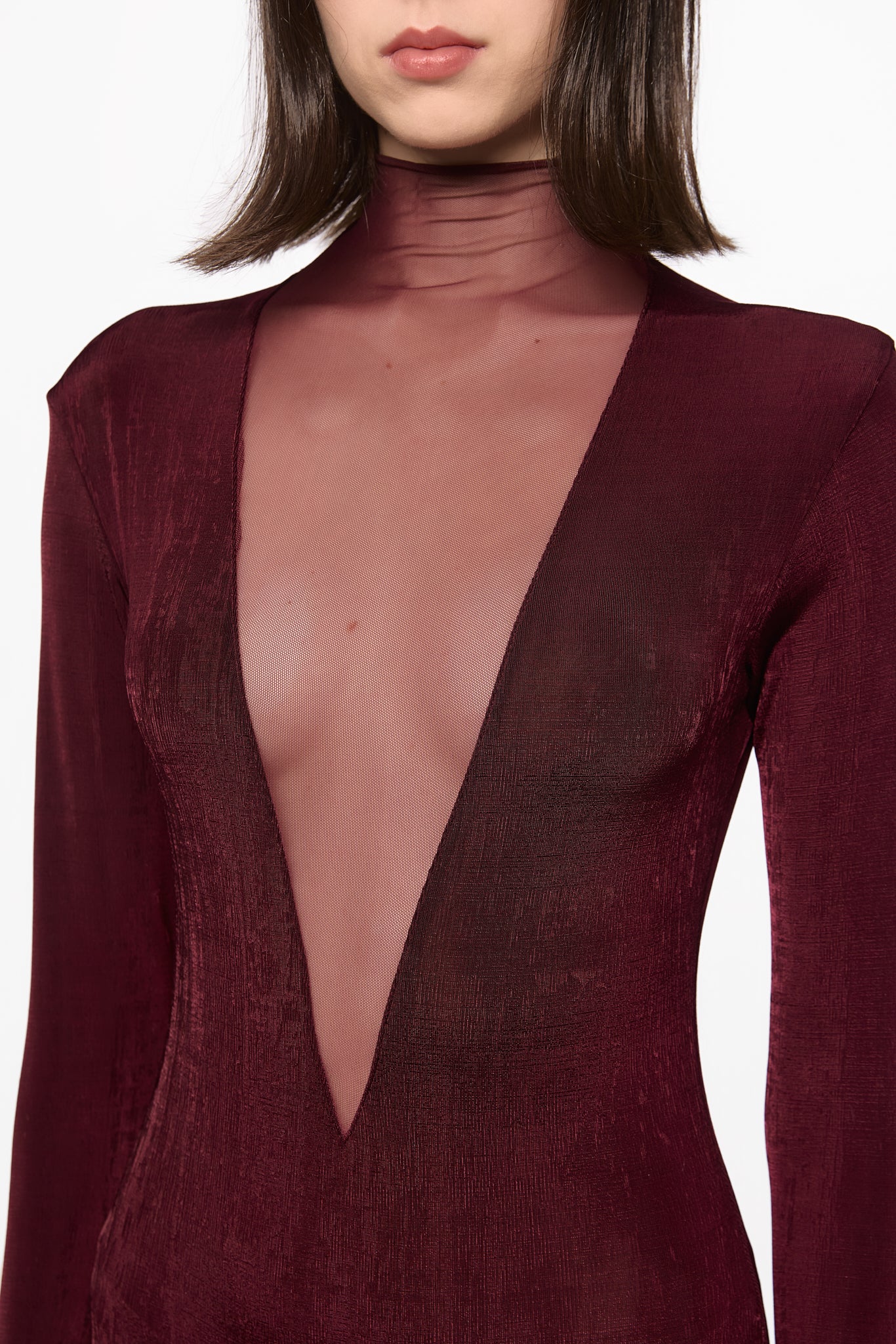 ATU Body Couture Wine Bodysuit body bordeaux col V S