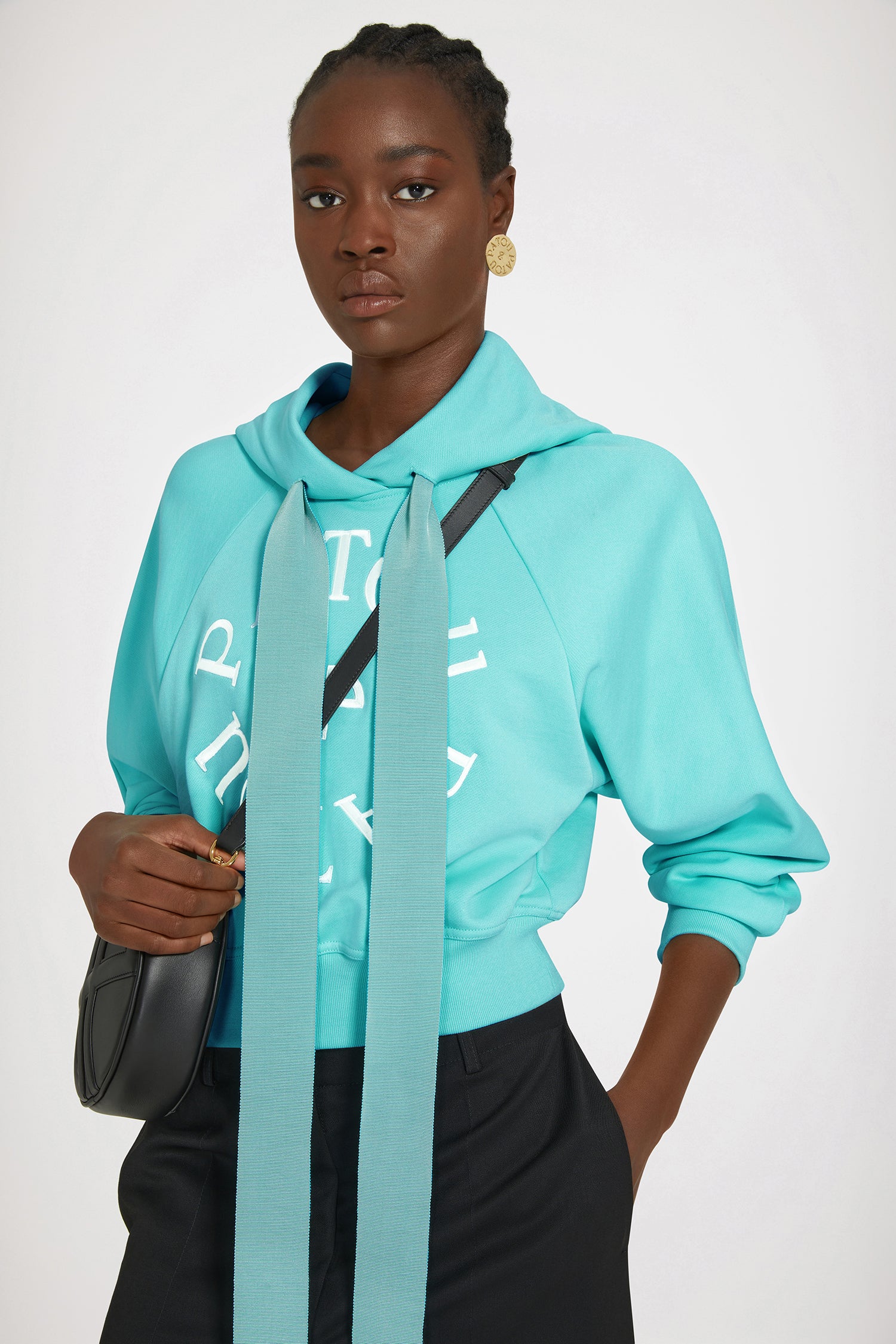Patou JE069 hoodie sweat coton bio vert medaillon
