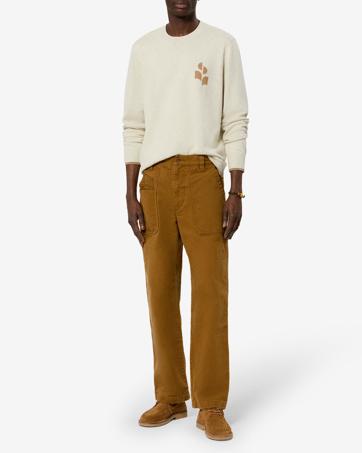 Isabel Marant Antea PU0874 pull gris-camel coton laine logo