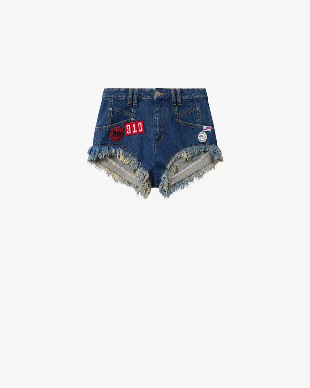 Isabel Marant Eneidala short denim bleu
