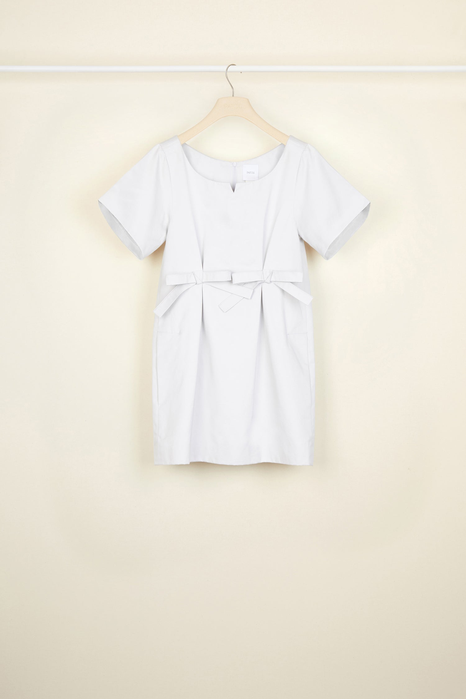 Patou E20DR0450048902G mini robe nœud gris satin coton