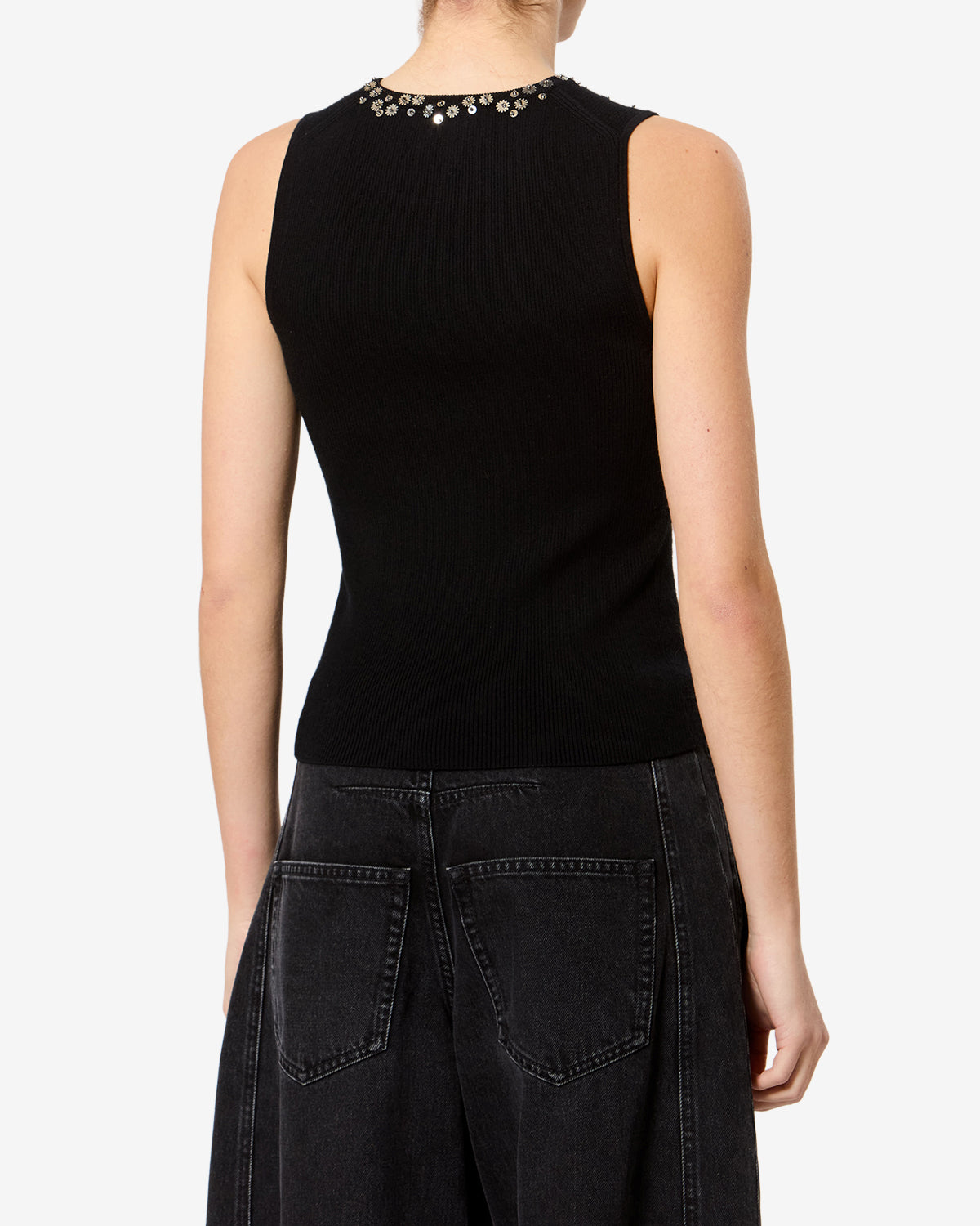 Isabel Marant Apoline débardeur soie noir sequins
