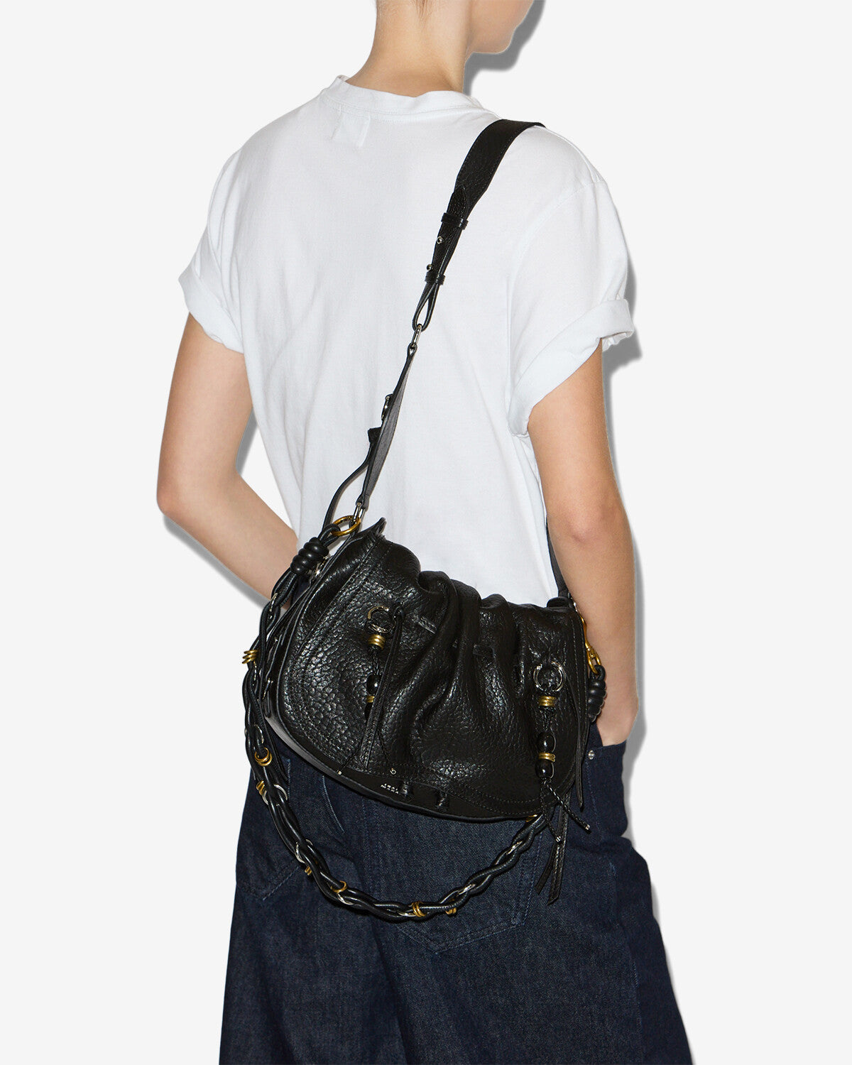 Isabel Marant Bolton PP0406FA sac cuir noir grainé rabat