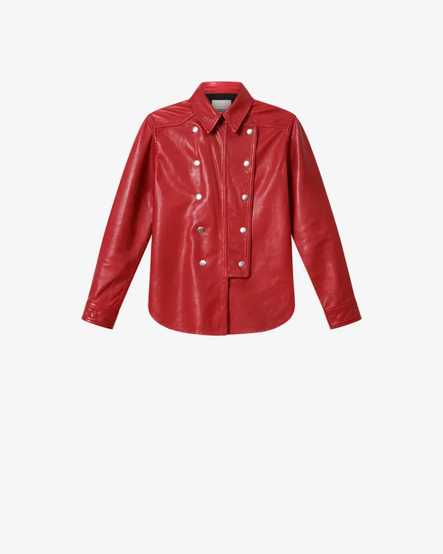 Isabel Marant Valdy chemise cuir rouge agneau
