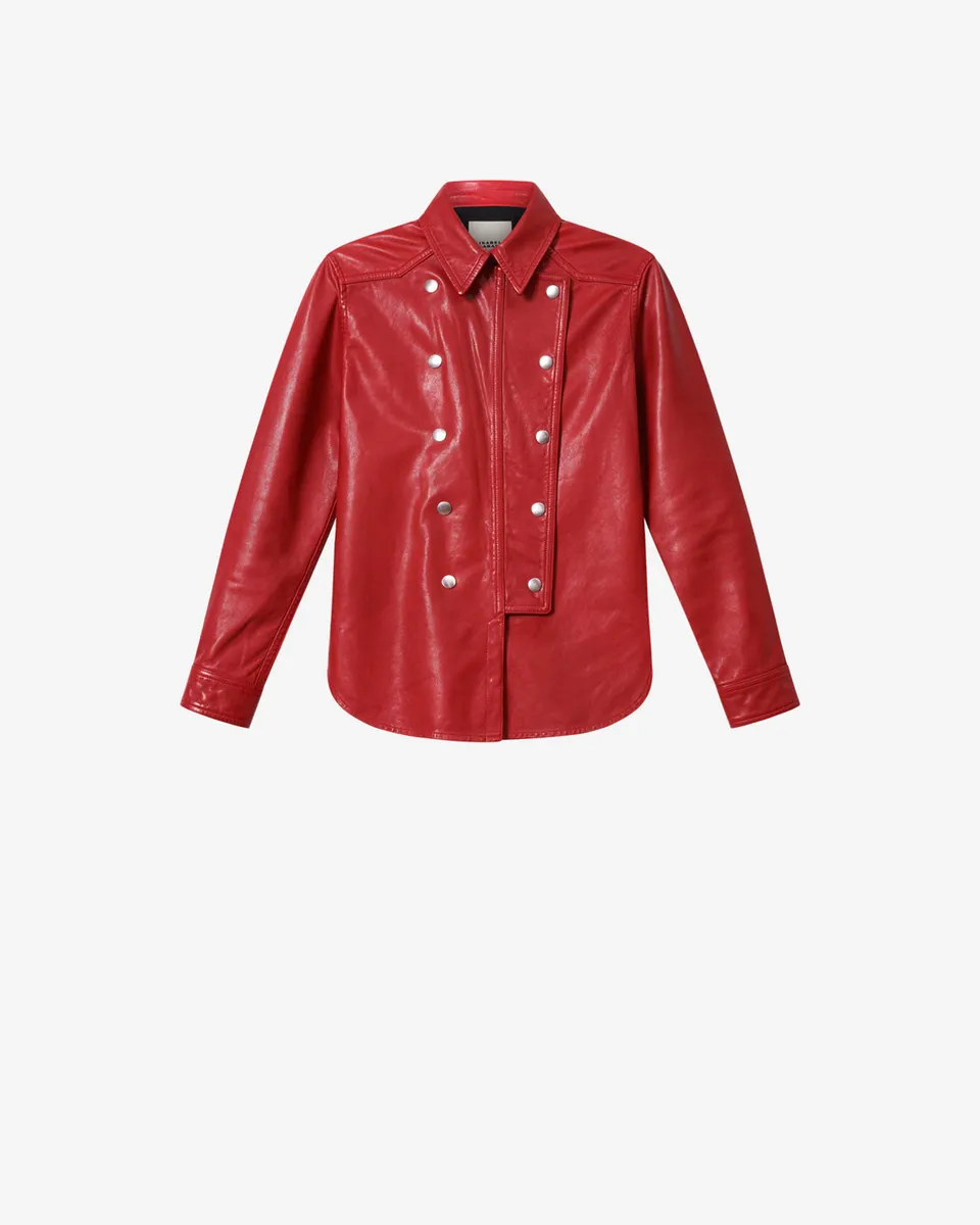 Isabel Marant Valdy chemise cuir rouge agneau