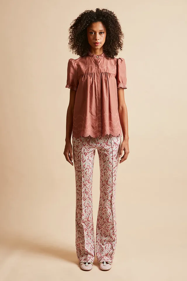 Paul & Joe Candy blouse voile coton brodée manches courtes