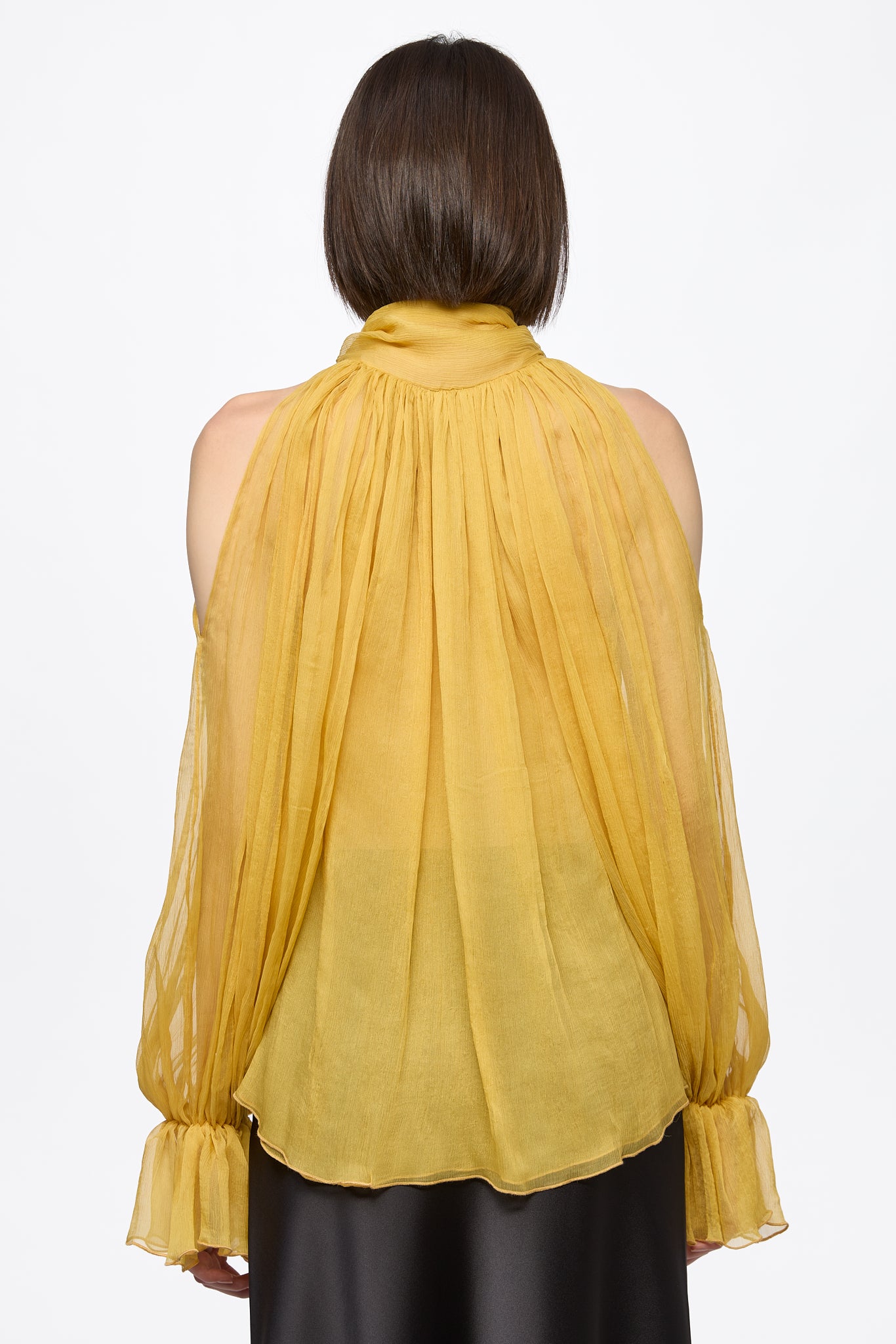 ATU Body Couture SILK chemise Yellow chiffon shirt soie jaune