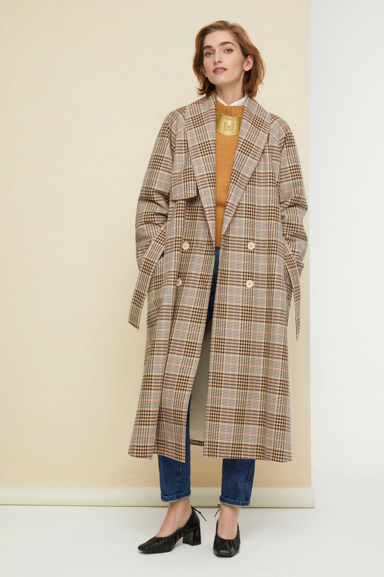 Patou Coats A20CO00500515027 trench tartan gabardine coton