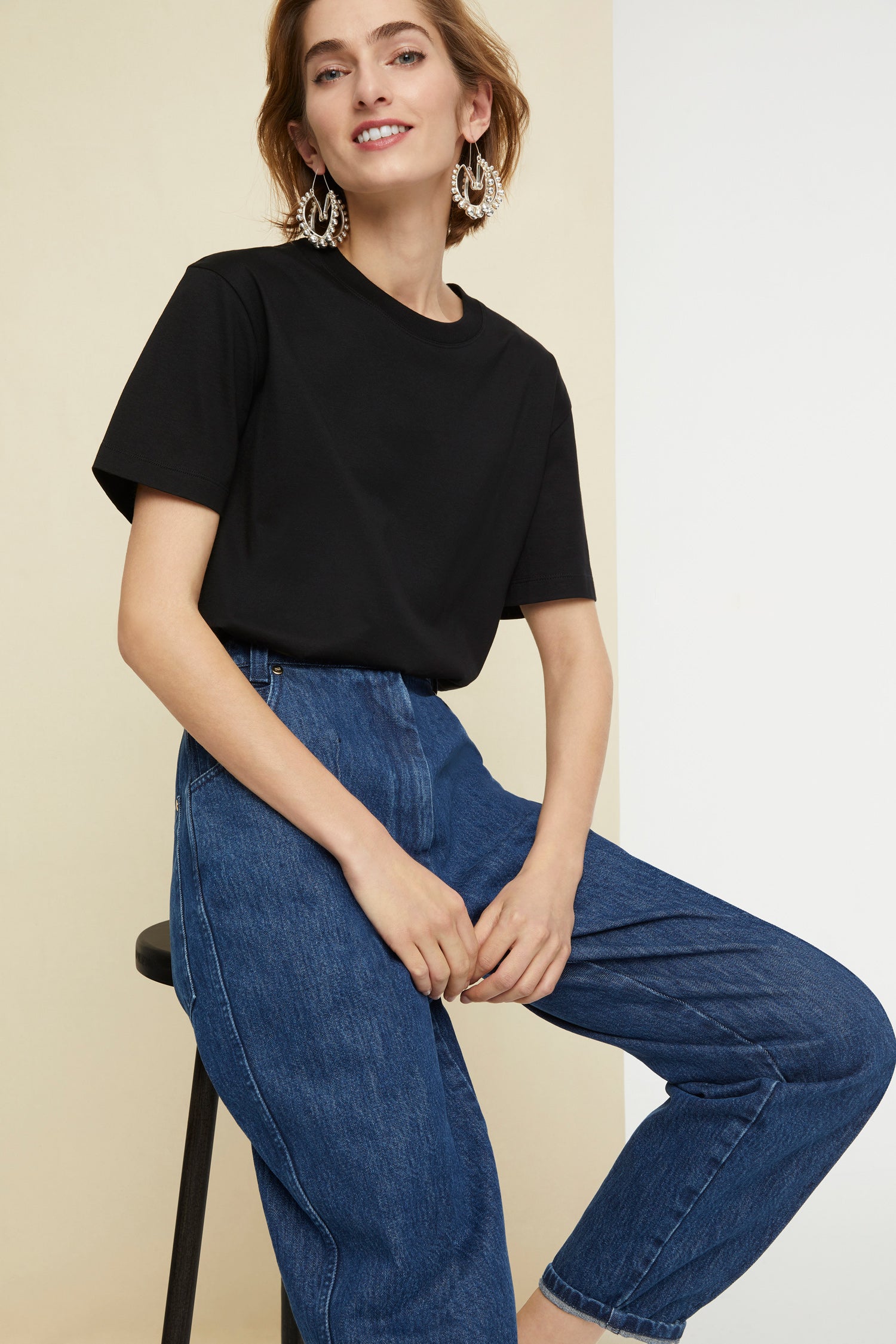 Patou T-Shirts tee coton bio noir XS-XL col rond