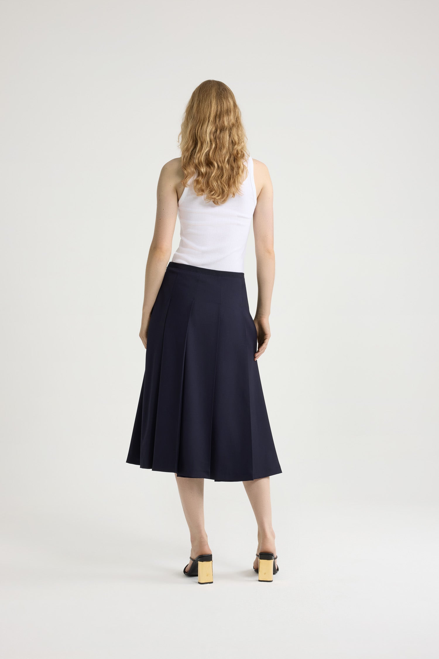 Patou SK078 jupe midi plissée bleu marine