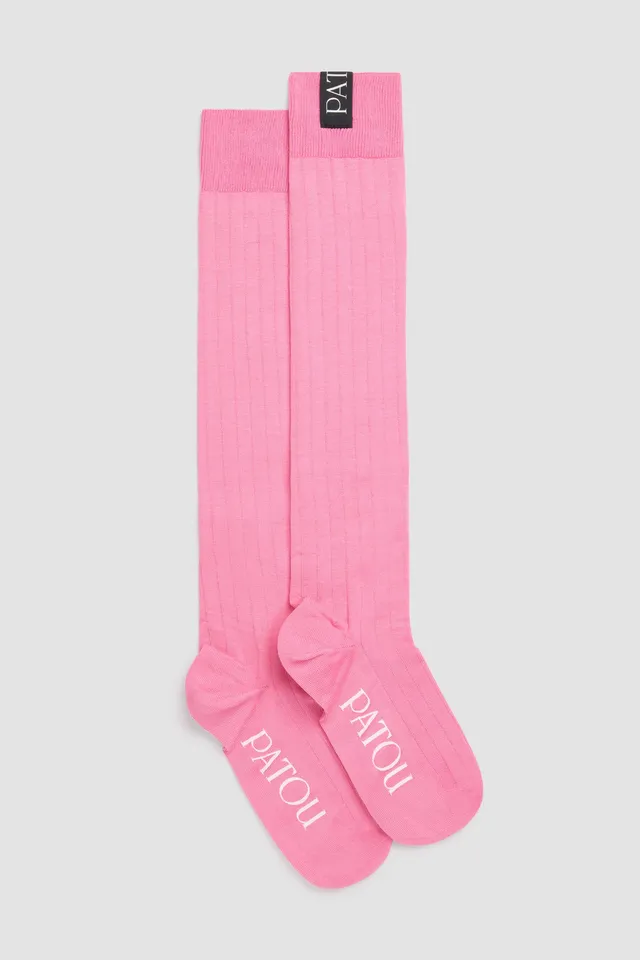 Patou H25AC1200239458P chaussettes hautes coton rose Pink Pearl