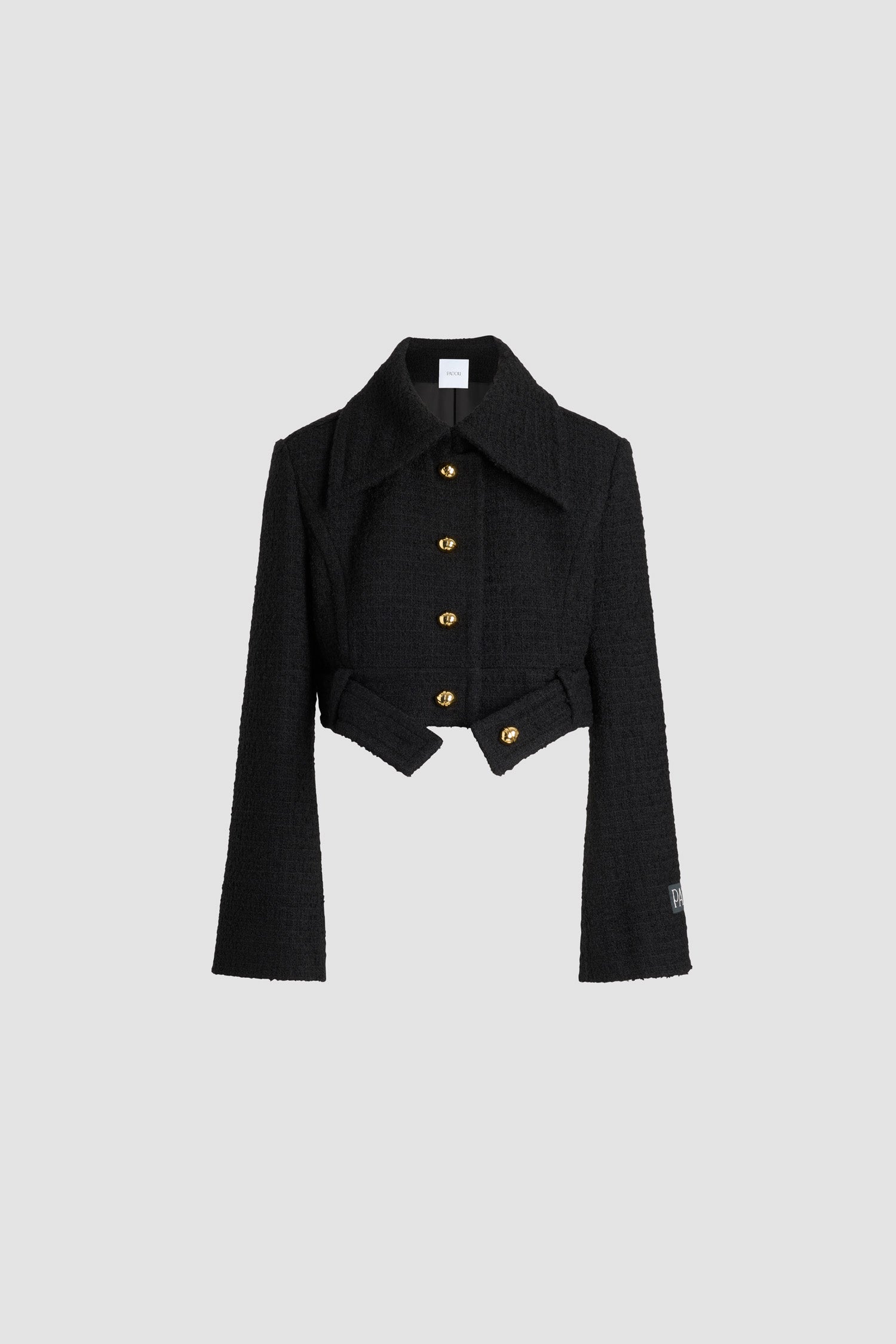 Patou H25JA063 veste cropped tweed laine Noir