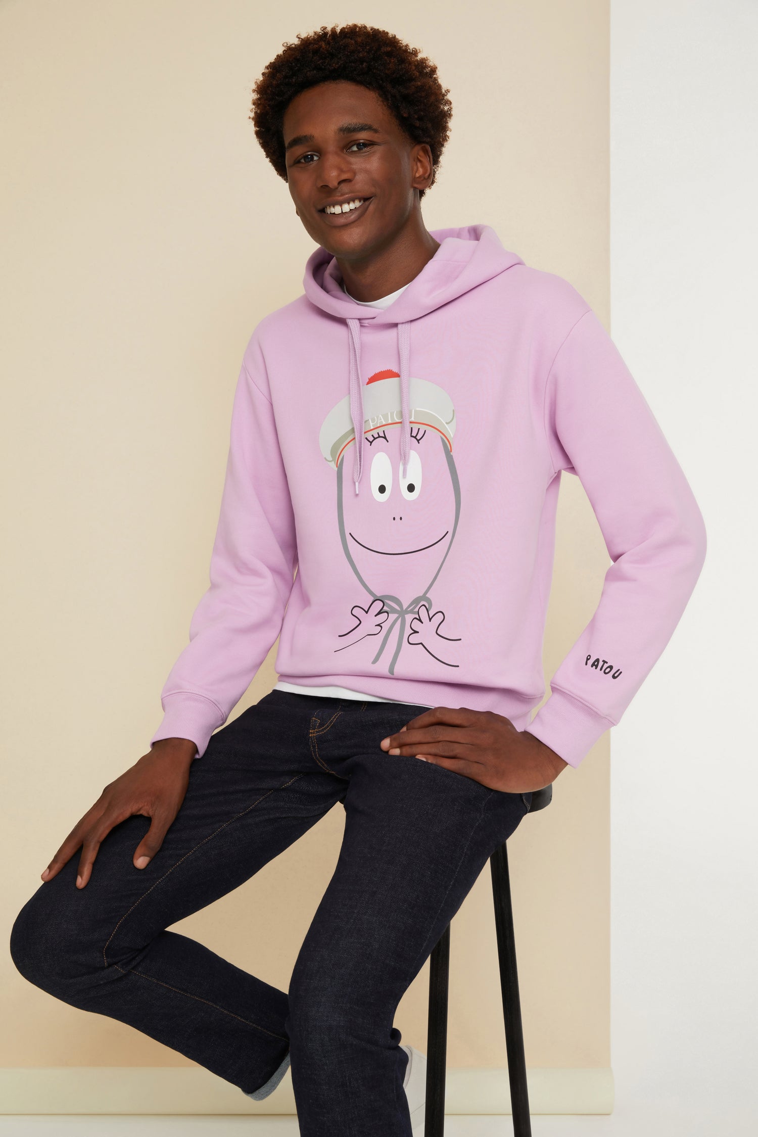 Patou Barbapapa JE048 sweat à capuche coton bio lilas