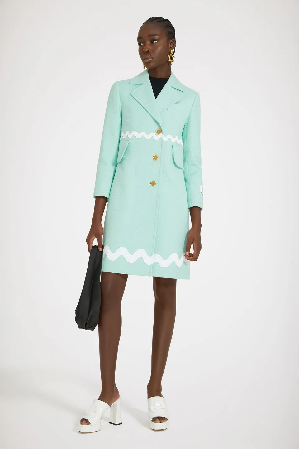 Patou P24CO0210177705G manteau tweed vert menthe