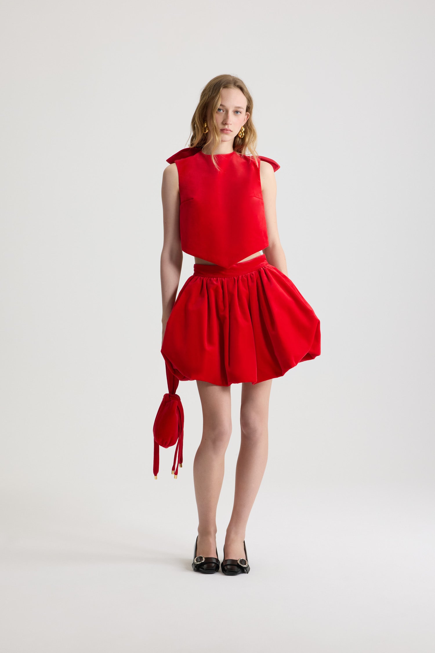 Patou TO161 top velours coton bio rouge
