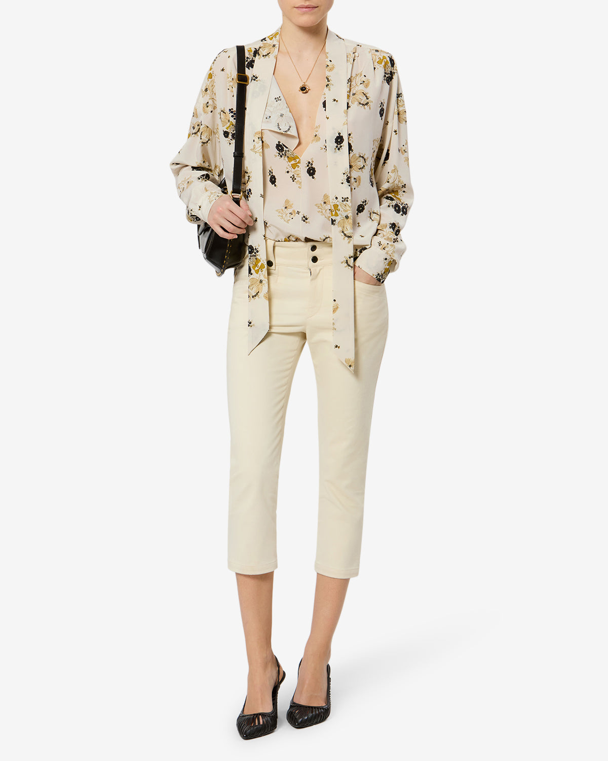 Isabel Marant Fedry blouse soie écrue fleurie 34-44