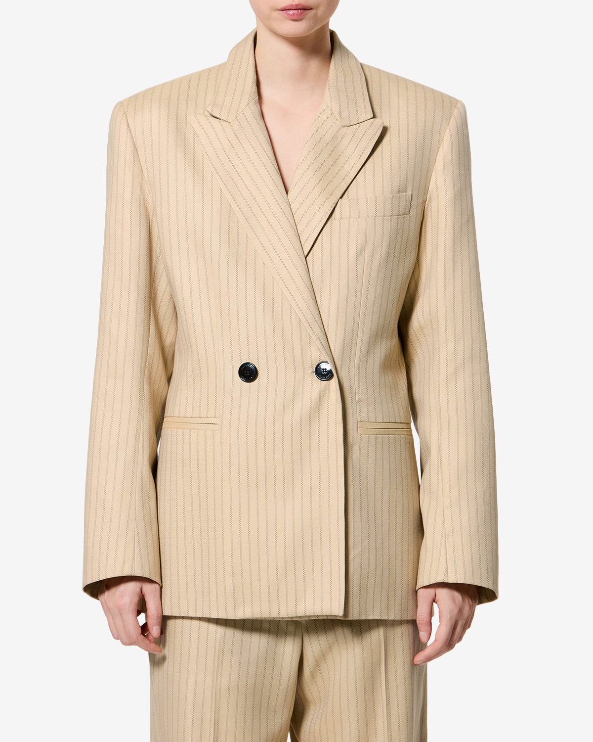 Isabel Marant Ranya veste beige laine cintrée