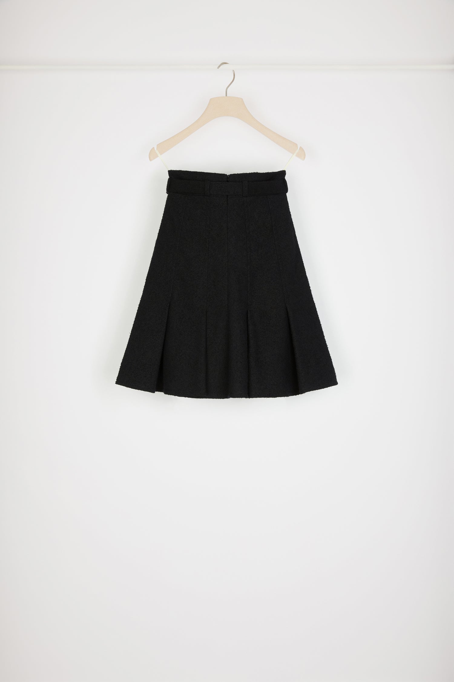 Patou jupe plissée taille haute tweed coton noir 34