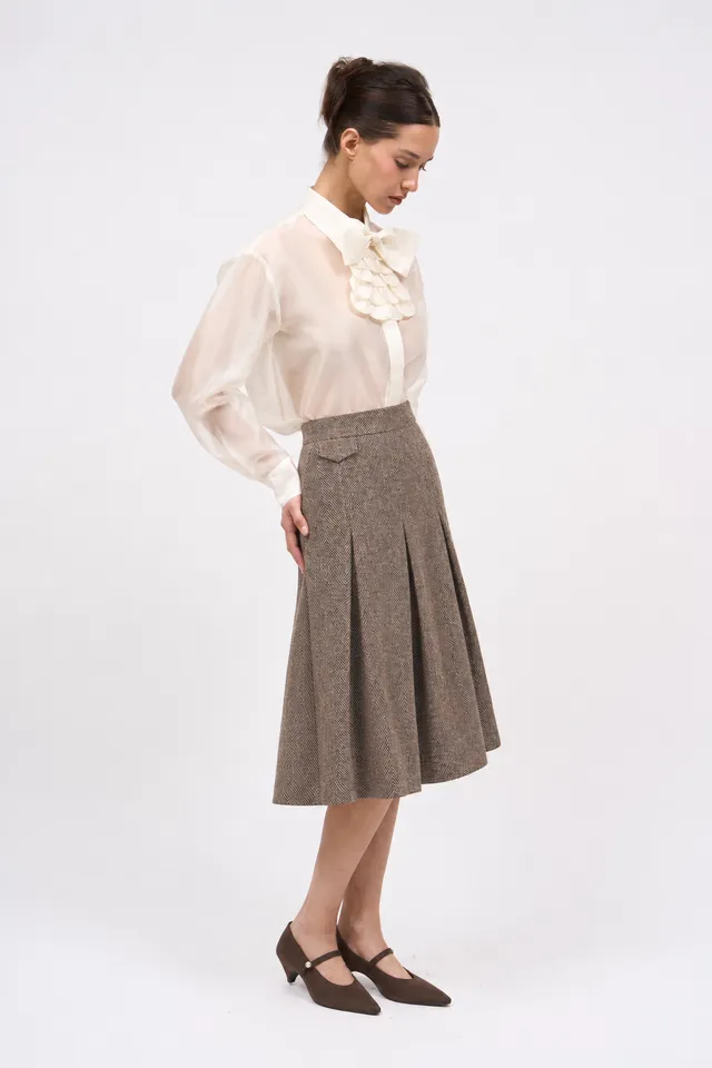 PAUL & JOE Anouck jupe laine chevron Harris Tweed