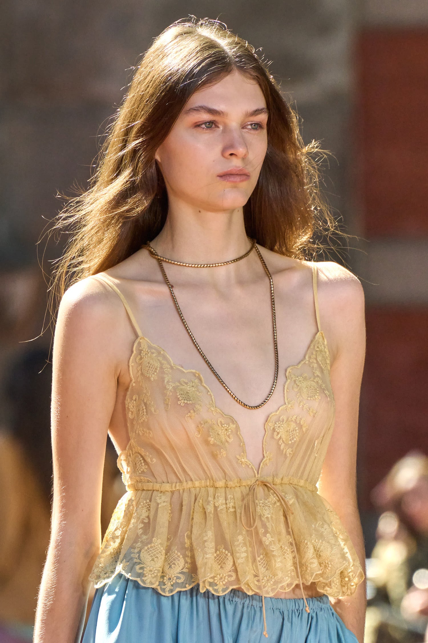 Ulla Johnson Elora caraco Golden Blush dentelle