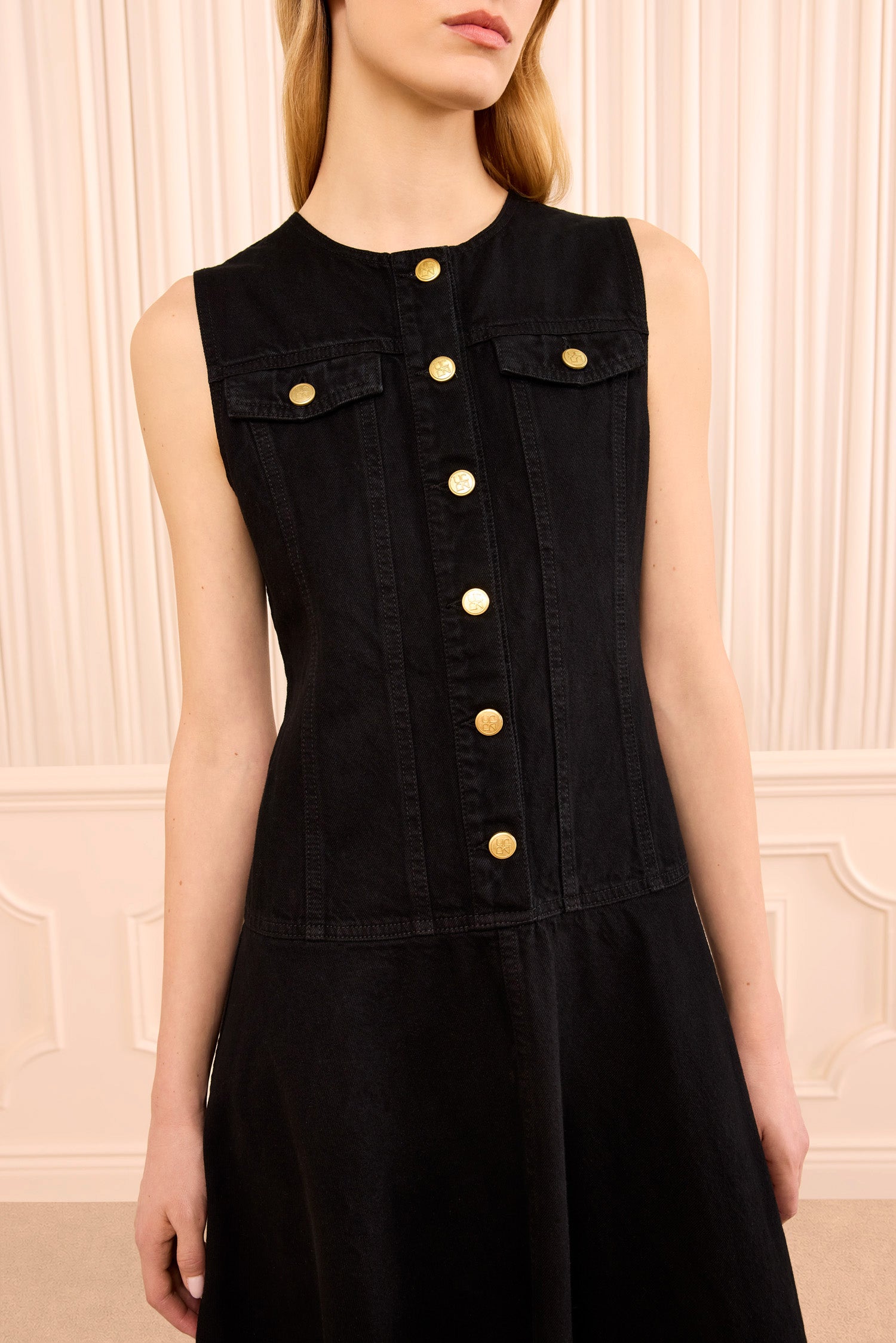 Ulla Johnson Odella robe jean noire midi coton