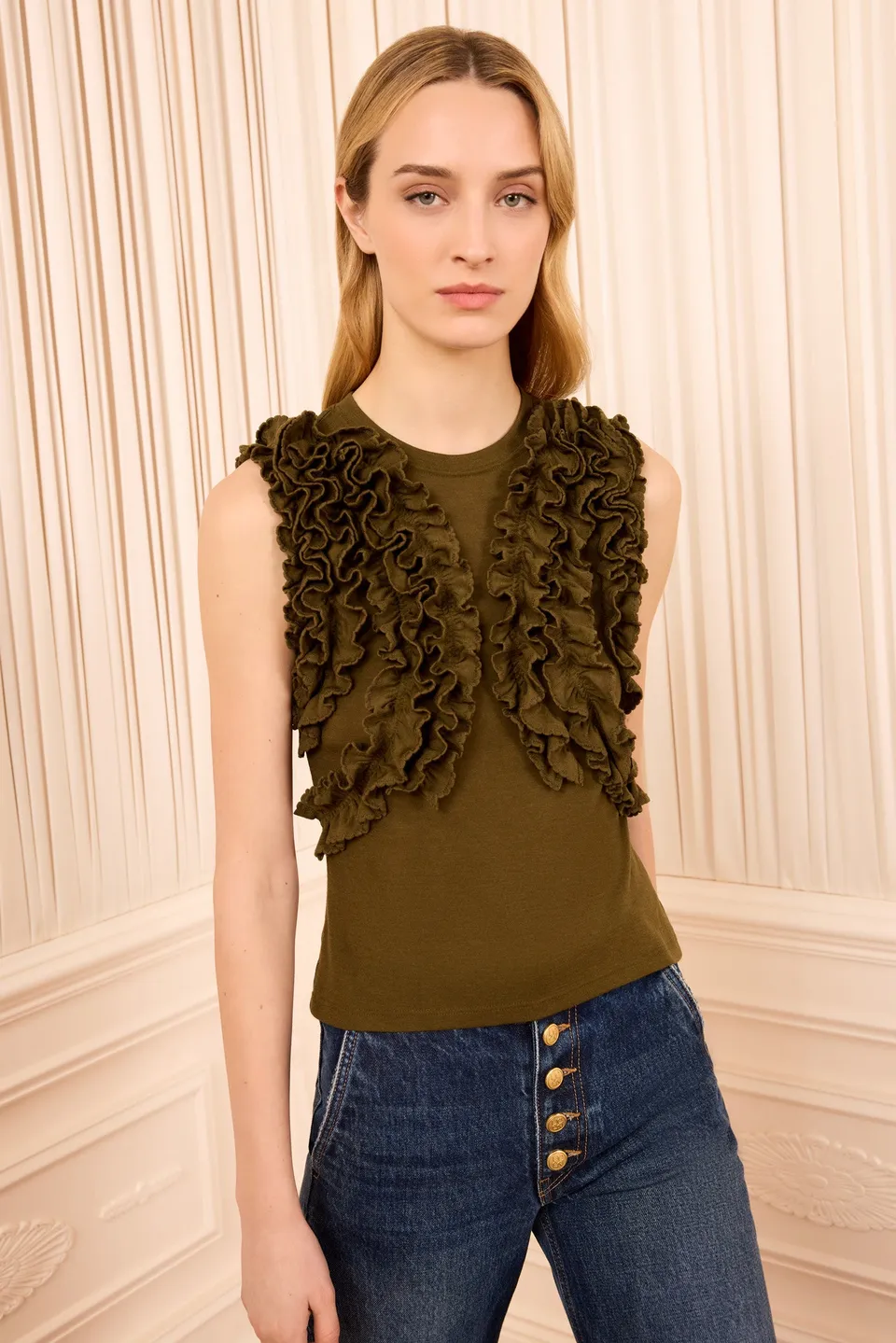 Ulla Johnson Vesna FA260815 top sans manches Loden laine