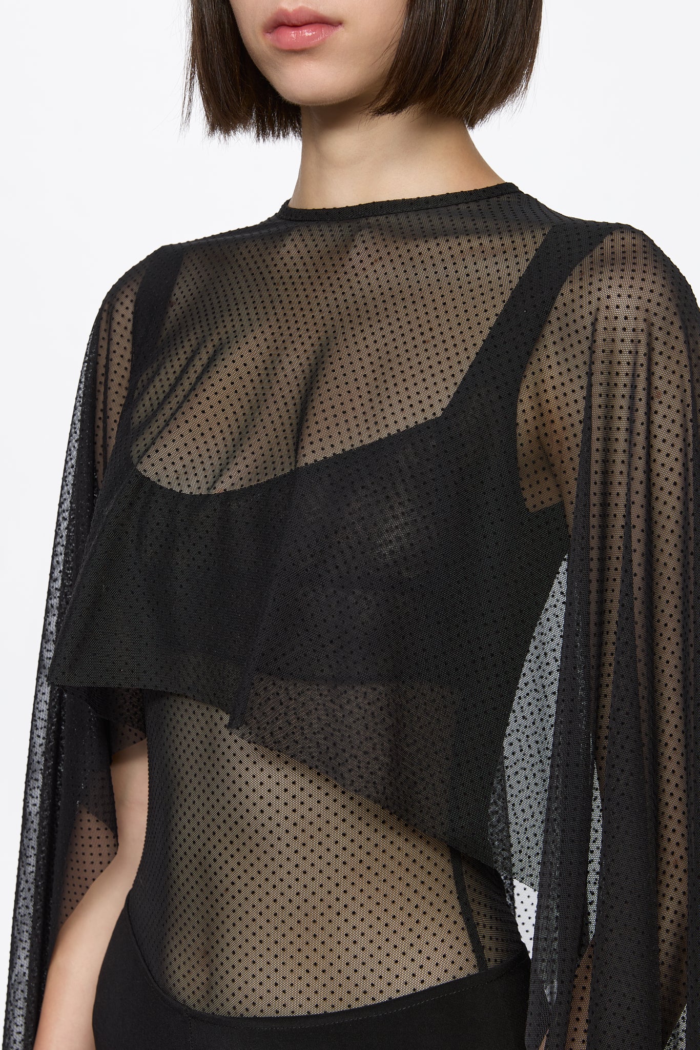 ATU Body Couture Black Mesh Dots ensemble body cape S
