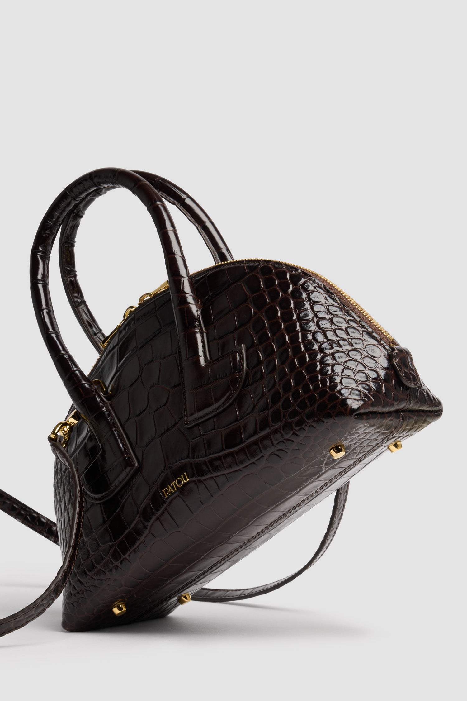 Patou BA019 Bowling Sac cuir croco Ebony Fumé TU